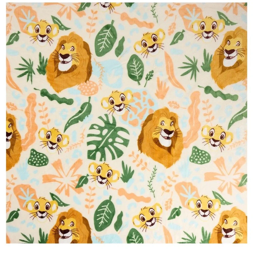 Plush Lion Print Baby Bib Blanket - Cream and Green